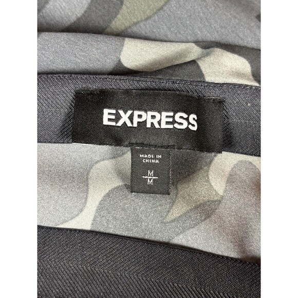 Express Slip Skirt Grey Black Camo Print Medium Midi Bias Cut - Picture 4 of 12